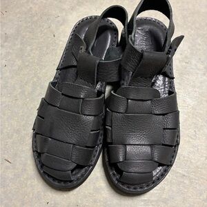 Fracap Ola Black Leather Women Sandals